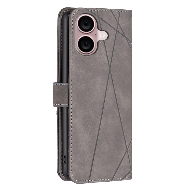 For iPhone 16 Plus Magnetic Buckle Rhombus Texture Leather Phone Case(Grey) - iPhone 16 Plus Cases by buy2fix | Online Shopping UK | buy2fix