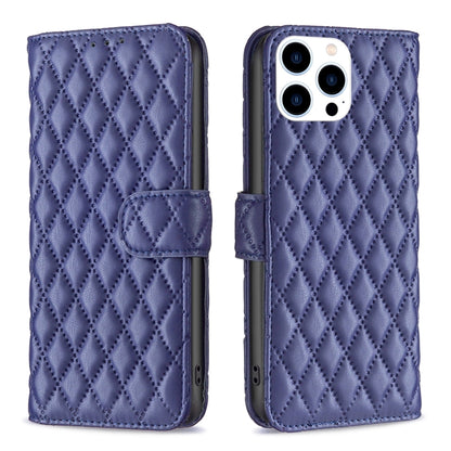 For iPhone 16 Pro Max Diamond Lattice Wallet Flip Leather Phone Case(Blue) - iPhone 16 Pro Max Cases by buy2fix | Online Shopping UK | buy2fix