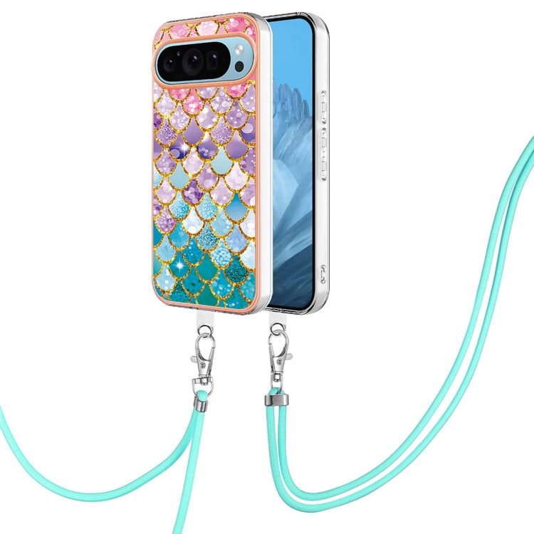 For Google Pixel 9 Pro XL Electroplating IMD TPU Phone Case with Lanyard(Colorful Scales) - Google Cases by buy2fix | Online Shopping UK | buy2fix