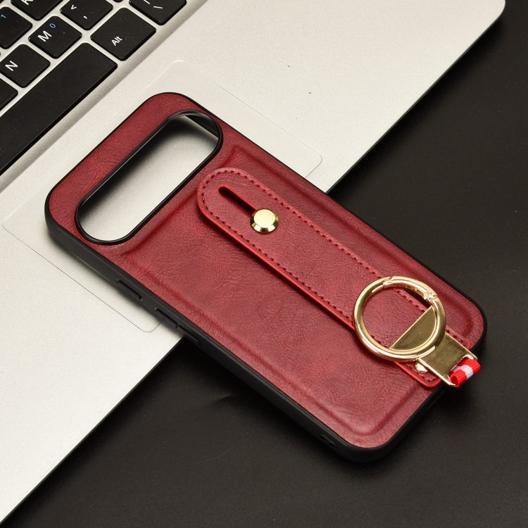 For Google Pixel 9 Wristband Leather Back Phone Case(Red) - Google Cases by buy2fix | Online Shopping UK | buy2fix