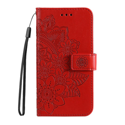 For Google Pixel 9 7-petal Flowers Embossing Leather Phone Case(Red) - Google Cases by buy2fix | Online Shopping UK | buy2fix