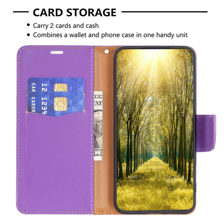 For iPhone 16 Plus Litchi Texture Pure Color Flip Leather Phone Case(Purple) - iPhone 16 Plus Cases by buy2fix | Online Shopping UK | buy2fix