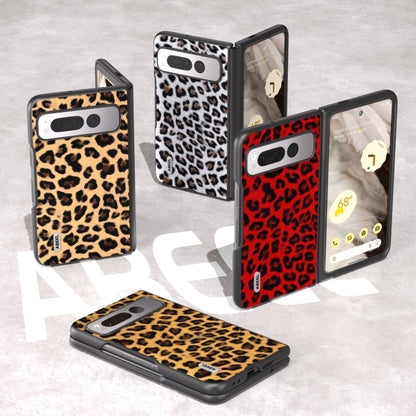 For Google Pixel Fold ABEEL Black Edge Leopard Phone Case(Silver) - Google Cases by buy2fix | Online Shopping UK | buy2fix