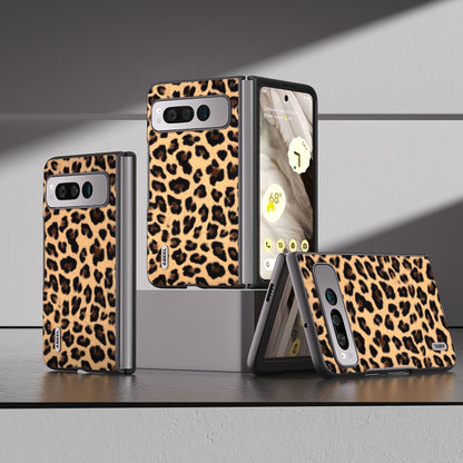 For Google Pixel Fold ABEEL Black Edge Leopard Phone Case(Champagne Gold) - Google Cases by buy2fix | Online Shopping UK | buy2fix