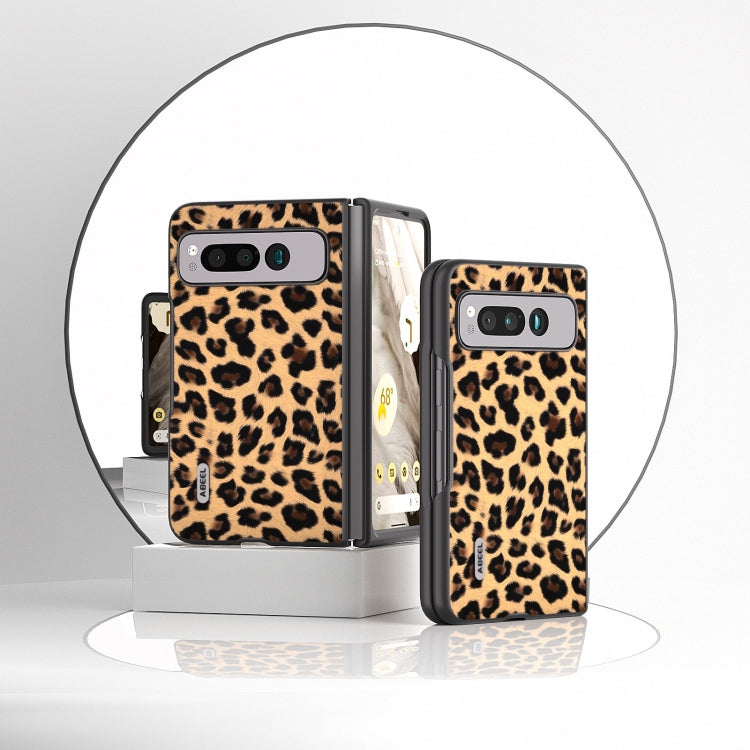 For Google Pixel Fold ABEEL Black Edge Leopard Phone Case(Champagne Gold) - Google Cases by buy2fix | Online Shopping UK | buy2fix