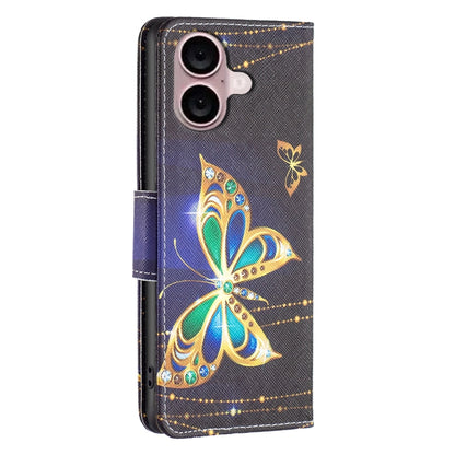 For iPhone 16 Colored Drawing Pattern Flip Leather Phone Case(Big Butterfly) - iPhone 16 Cases by buy2fix | Online Shopping UK | buy2fix