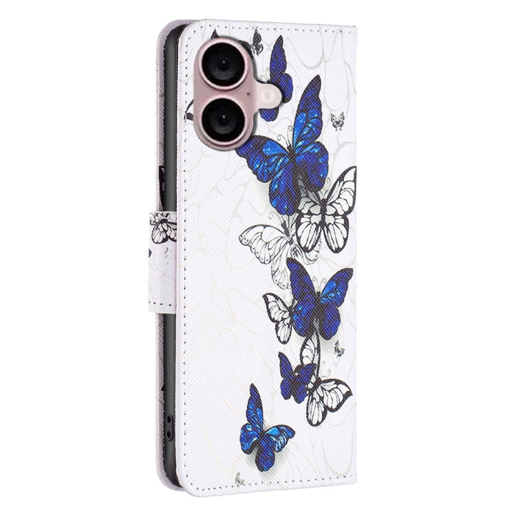 For iPhone 16 Plus Colored Drawing Pattern Flip Leather Phone Case(Butterflies) - iPhone 16 Plus Cases by buy2fix | Online Shopping UK | buy2fix