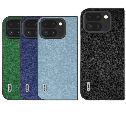 For Google Pixel 9 Pro Fold ABEEL Black Edge Genuine Leather Mino Phone Case(Green) - Google Cases by buy2fix | Online Shopping UK | buy2fix