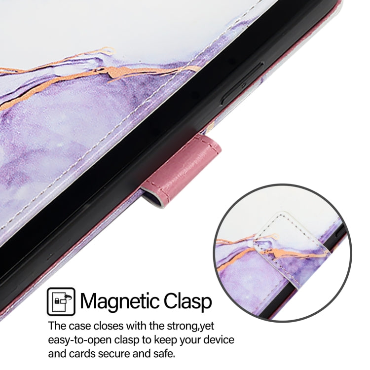 For iPhone 16 Pro Max PT003 Marble Pattern Flip Leather Phone Case(White Purple LS006) - iPhone 16 Pro Max Cases by buy2fix | Online Shopping UK | buy2fix