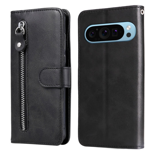 For Google Pixel 9 Fashion Calf Texture Zipper Leather Phone Case(Black) - Google Cases by buy2fix | Online Shopping UK | buy2fix