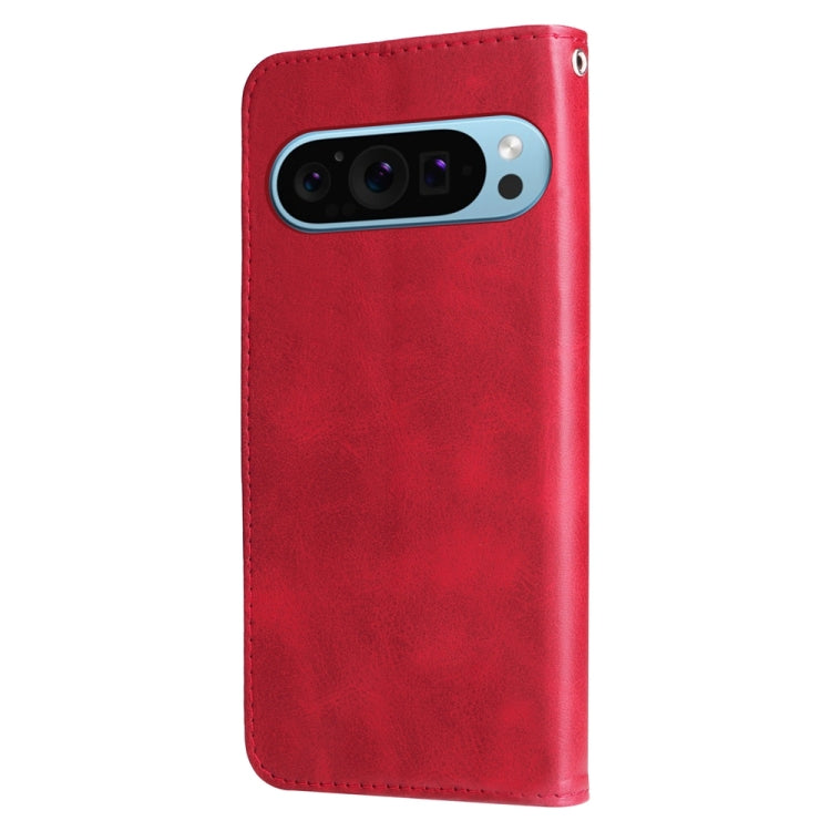 For Google Pixel 9 Fashion Calf Texture Zipper Leather Phone Case(Red) - Google Cases by buy2fix | Online Shopping UK | buy2fix