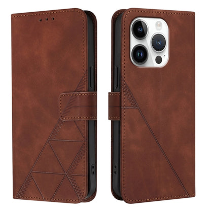 For iPhone 16 Pro Crossbody 3D Embossed Flip Leather Phone Case(Brown) - iPhone 16 Pro Cases by buy2fix | Online Shopping UK | buy2fix