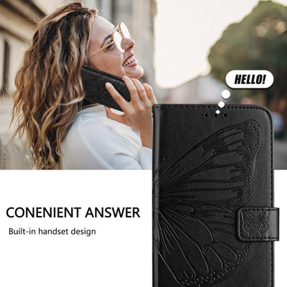 For iPhone 16 Pro Max Embossed Butterfly Leather Phone Case(Black) - iPhone 16 Pro Max Cases by buy2fix | Online Shopping UK | buy2fix