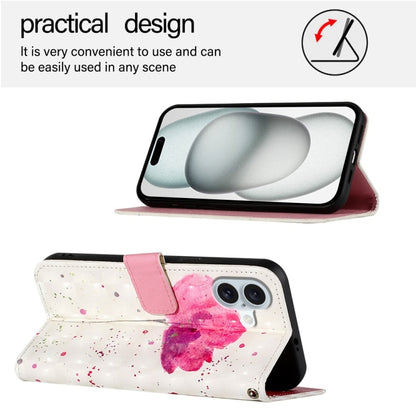 For iPhone 16 Plus 3D Painting Horizontal Flip Leather Phone Case(Flower) - iPhone 16 Plus Cases by buy2fix | Online Shopping UK | buy2fix