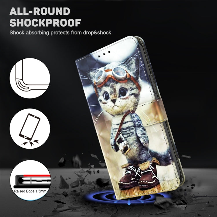 For Google Pixel 9 3D Painted Pattern Leather Phone Case(Naughty Cat) - Google Cases by buy2fix | Online Shopping UK | buy2fix