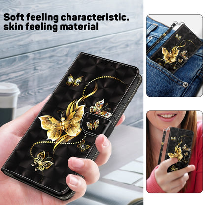 For Google Pixel 9 Pro XL 3D Painted Pattern Leather Phone Case(Golden Butterfly) - Google Cases by buy2fix | Online Shopping UK | buy2fix