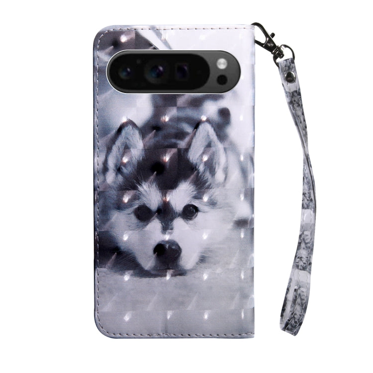 For Google Pixel 9 Pro XL 3D Painted Pattern Leather Phone Case(Husky) - Google Cases by buy2fix | Online Shopping UK | buy2fix