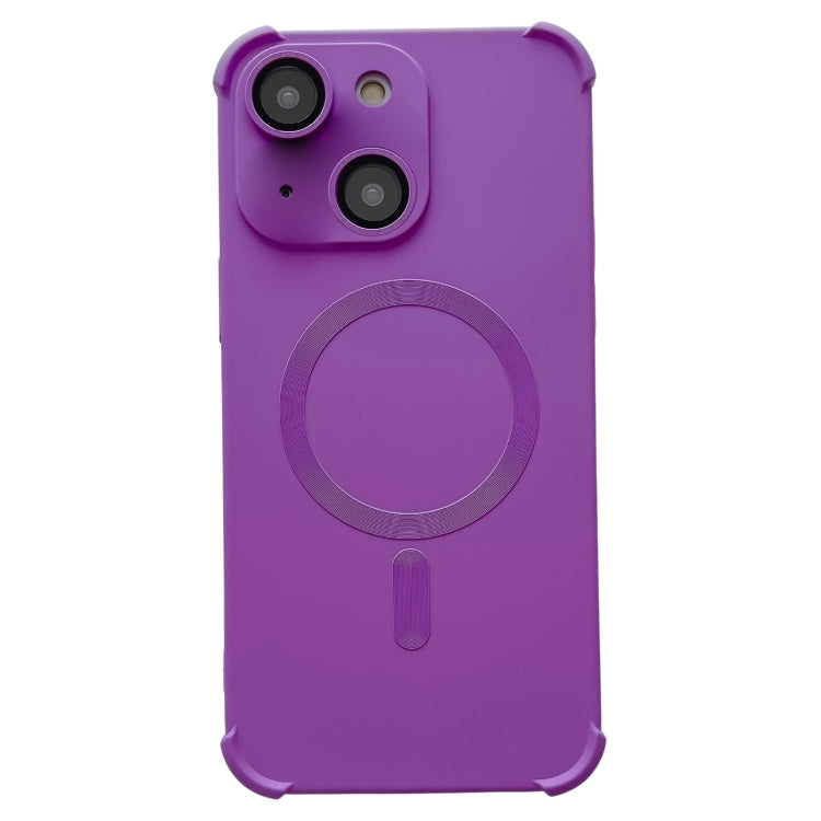 For iPhone 13 Four-corner Shockproof Skin Feel MagSafe Magnetic Phone Case(Purple) - iPhone 13 Cases by buy2fix | Online Shopping UK | buy2fix