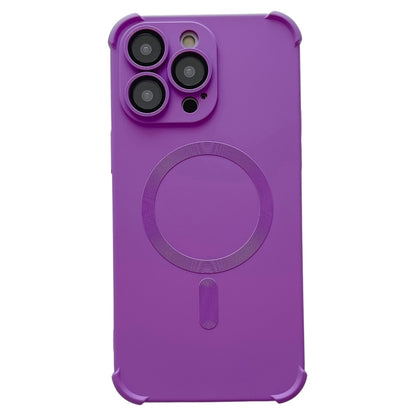 For iPhone 16 Pro Max Four Corner Shockproof Skin Feel MagSafe Magnetic Phone Case(Purple) - iPhone 16 Pro Max Cases by buy2fix | Online Shopping UK | buy2fix