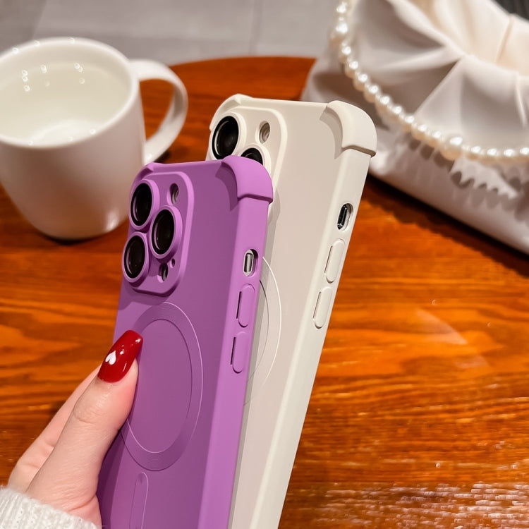 For iPhone 16 Four Corner Shockproof Skin Feel MagSafe Magnetic Phone Case(Purple) - iPhone 16 Cases by buy2fix | Online Shopping UK | buy2fix