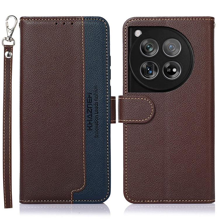 For OnePlus 12 KHAZNEH Litchi Texture Leather RFID Phone Case(Brown) - OnePlus Cases by buy2fix | Online Shopping UK | buy2fix