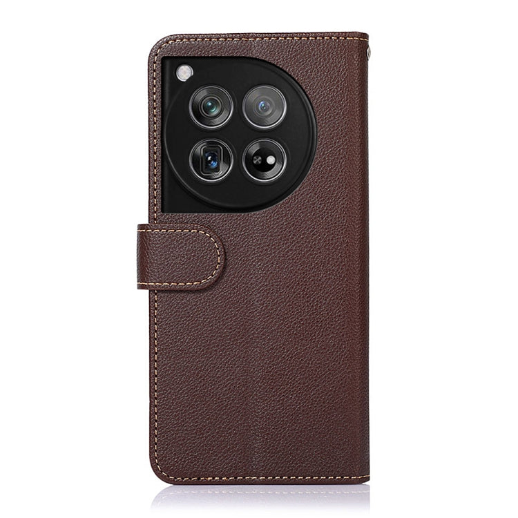 For OnePlus 12 KHAZNEH Litchi Texture Leather RFID Phone Case(Brown) - OnePlus Cases by buy2fix | Online Shopping UK | buy2fix