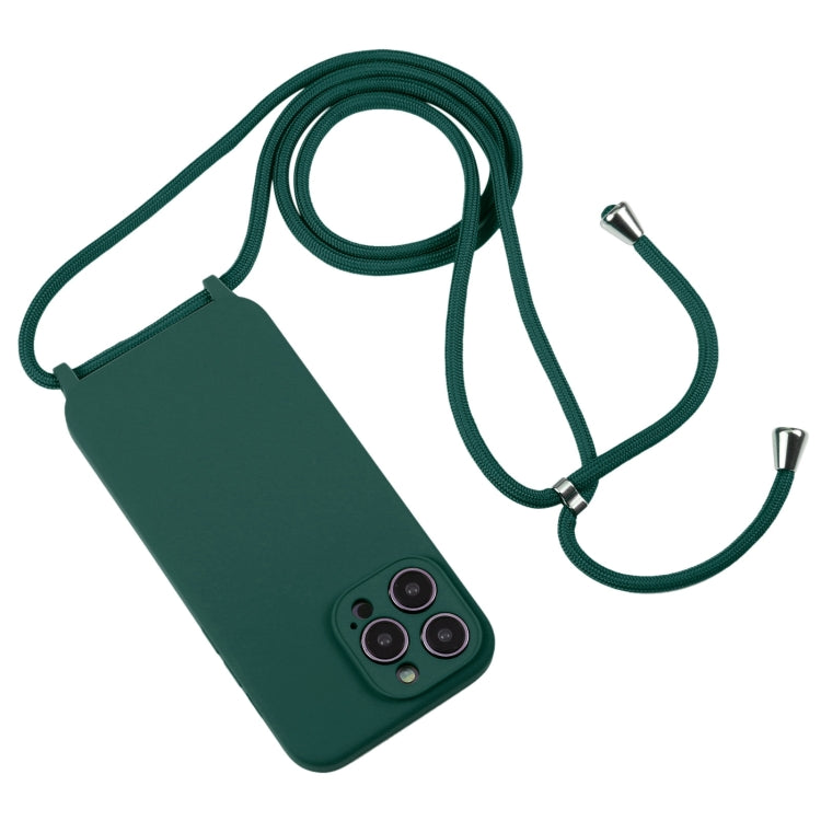 For iPhone 16 Plus Crossbody Lanyard Liquid Silicone Case(Pine Needle Green) - iPhone 16 Plus Cases by buy2fix | Online Shopping UK | buy2fix