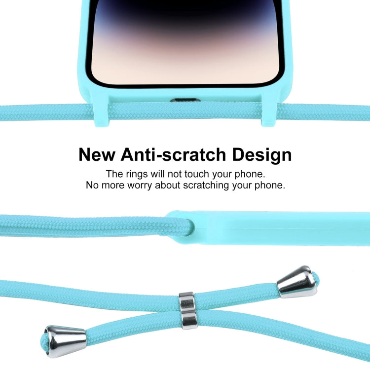 For iPhone 16 Pro Crossbody Lanyard Liquid Silicone Case(Ice Blue) - iPhone 16 Pro Cases by buy2fix | Online Shopping UK | buy2fix