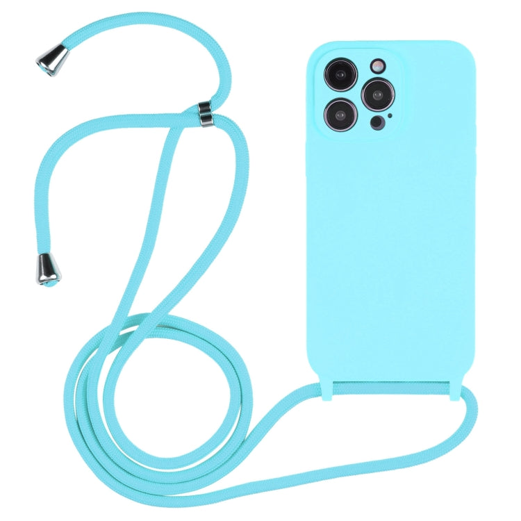 For iPhone 16 Pro Max Crossbody Lanyard Liquid Silicone Case(Ice Blue) - iPhone 16 Pro Max Cases by buy2fix | Online Shopping UK | buy2fix