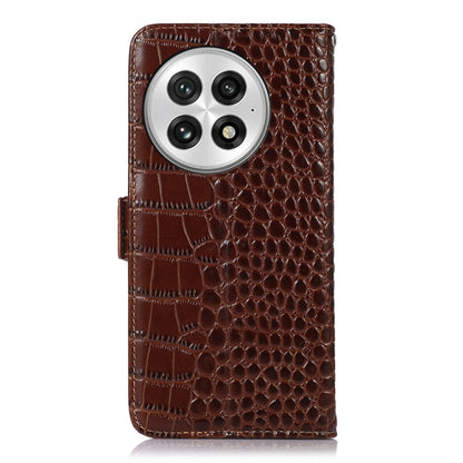 For OnePlus Nord 13 Crocodile Top Layer Cowhide Leather Phone Case(Brown) - OnePlus Cases by buy2fix | Online Shopping UK | buy2fix