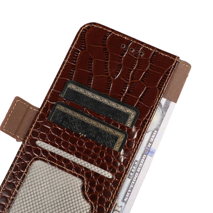 For OnePlus Nord 13 Crocodile Top Layer Cowhide Leather Phone Case(Brown) - OnePlus Cases by buy2fix | Online Shopping UK | buy2fix