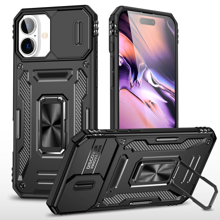 For iPhone 16 Plus Armor PC + TPU Camera Shield Phone Case(Black) - iPhone 16 Plus Cases by buy2fix | Online Shopping UK | buy2fix