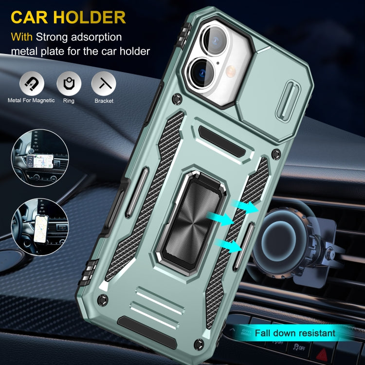 For iPhone 16 Armor PC + TPU Camera Shield Phone Case(Alpine Green) - iPhone 16 Cases by buy2fix | Online Shopping UK | buy2fix