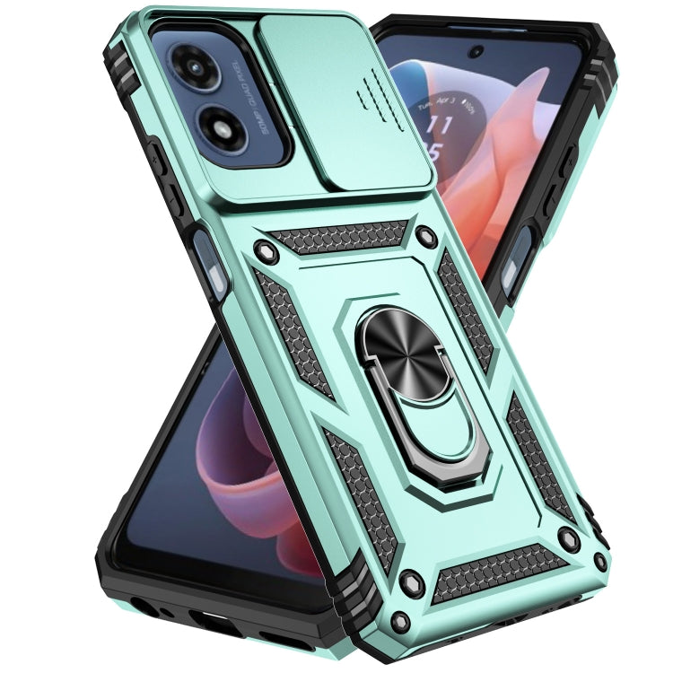 For Motorola Moto G Play 5G 2024 Sliding Camshield Holder Phone Case(Dark Green) - Motorola Cases by buy2fix | Online Shopping UK | buy2fix