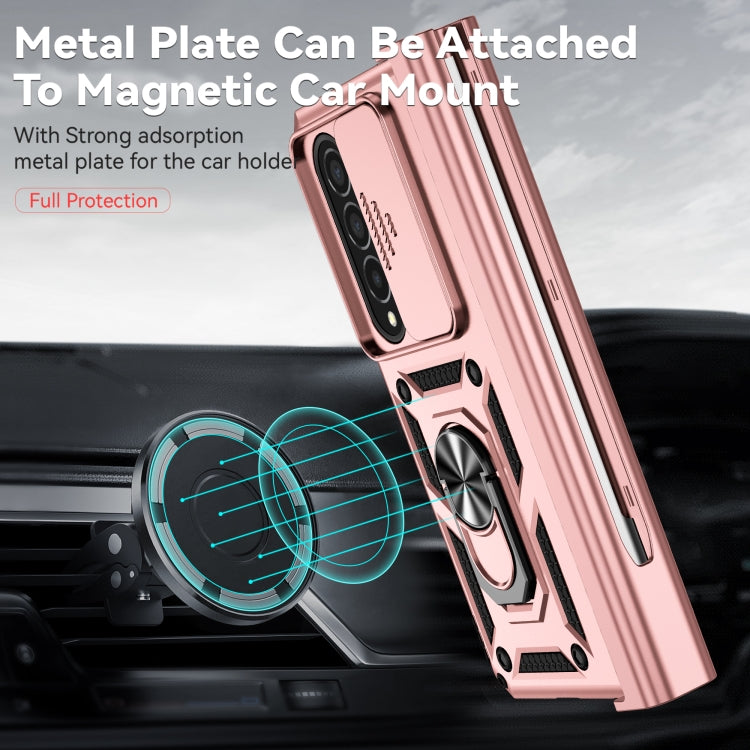 For Samsung Galaxy Z Fold4 Sliding Camshield Holder Phone Case(Rose Gold) - Galaxy Z Fold4 5G Cases by buy2fix | Online Shopping UK | buy2fix