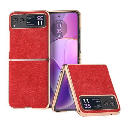 For Motorola Razr 40 Nano Plating Retro Litchi Texture PU Phone Case(Red) - Motorola Cases by buy2fix | Online Shopping UK | buy2fix