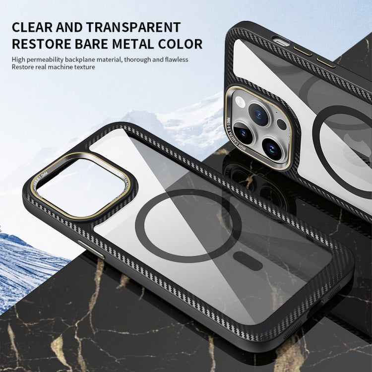 For iPhone 11 Pro Max MagSafe Carbon Fiber Transparent Back Panel Phone Case(Green) - iPhone 11 Pro Max Cases by buy2fix | Online Shopping UK | buy2fix