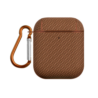 For AirPods 1 / 2 Woven Skin Texture PC TWS Earphone Protective Case(Brown) - For AirPods 1/2 by buy2fix | Online Shopping UK | buy2fix