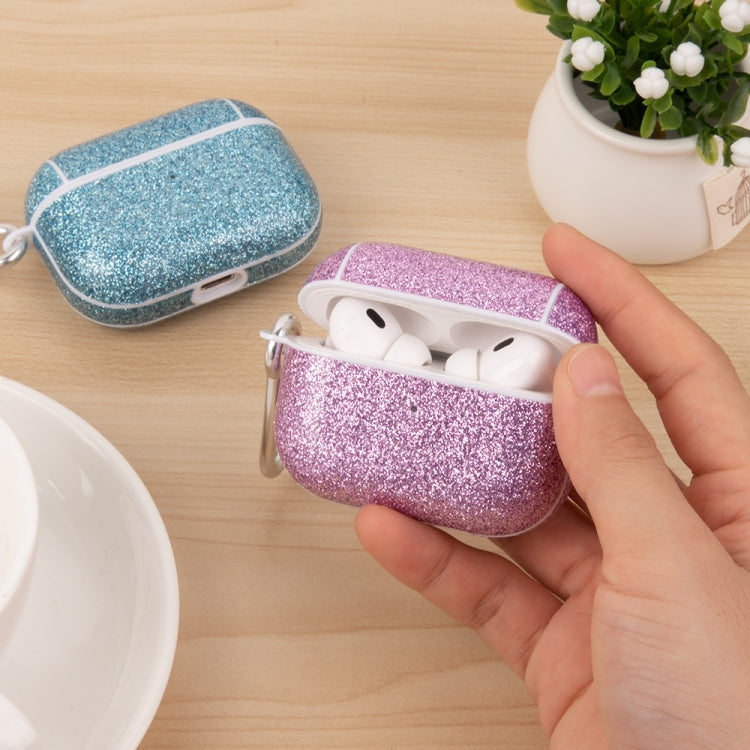 For AirPods 1 / 2 Glitter Powder Skin Texture PC TWS Earphone Case(Purple) - For AirPods 1/2 by buy2fix | Online Shopping UK | buy2fix