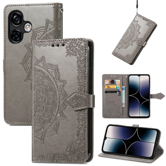 For Ulefone Note 16 Pro Mandala Flower Embossed Leather Phone Case(Grey) - Ulefone Cases by buy2fix | Online Shopping UK | buy2fix