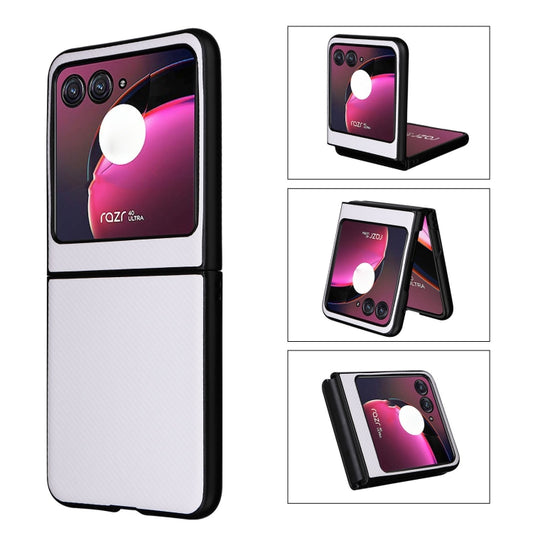 For Motorola Moto Razr 40 Ultra PU Leather PC Phone Case(White) - Motorola Cases by buy2fix | Online Shopping UK | buy2fix