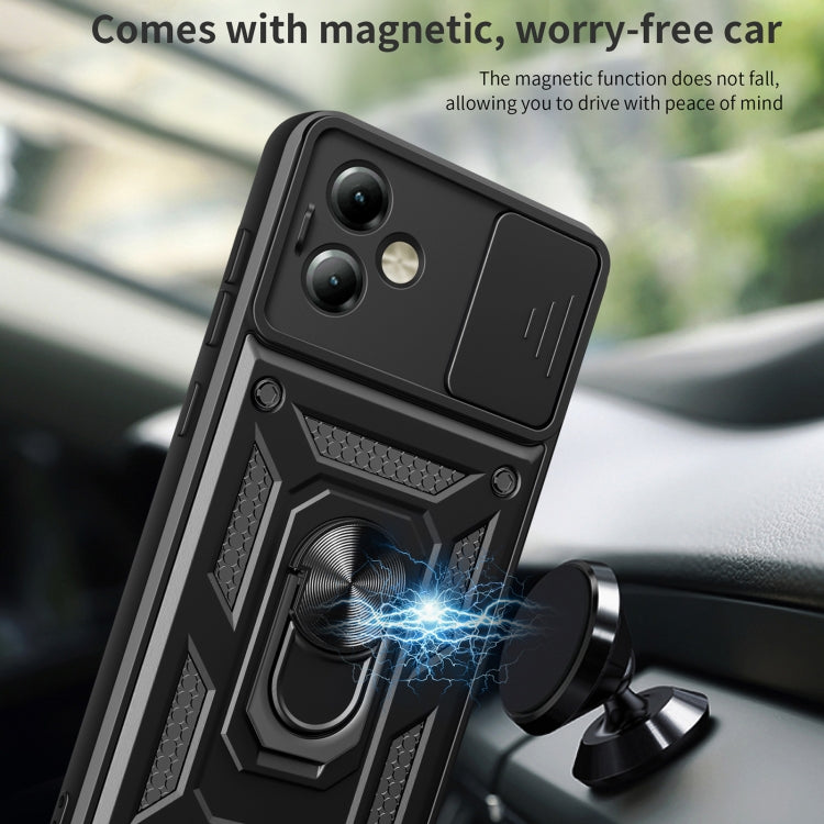 For Motorola Moto G14 Sliding Camera Cover Design TPU Hybrid PC Phone Case(Black) - Motorola Cases by buy2fix | Online Shopping UK | buy2fix