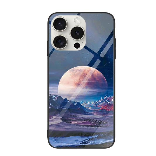 For iPhone 16 Pro Colorful Painted Glass Phone Case(Moon Hill) - iPhone 16 Pro Cases by buy2fix | Online Shopping UK | buy2fix