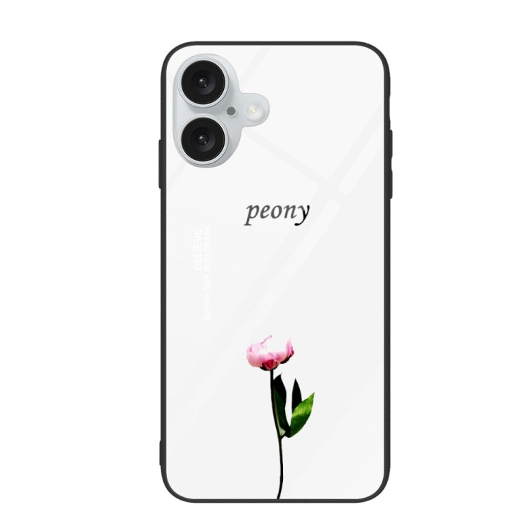 For iPhone 16 Plus Colorful Painted Glass Phone Case(A Flower) - iPhone 16 Plus Cases by buy2fix | Online Shopping UK | buy2fix