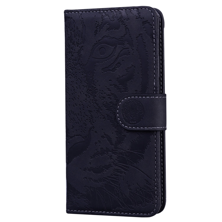 For iPhone 16 Tiger Embossing Pattern Leather Phone Case(Black) - iPhone 16 Cases by buy2fix | Online Shopping UK | buy2fix