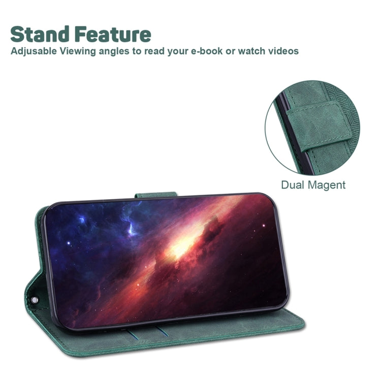 For Xiaomi Redmi Note 13 5G Geometric Embossed Leather Phone Case(Green) - Note 13 Cases by buy2fix | Online Shopping UK | buy2fix