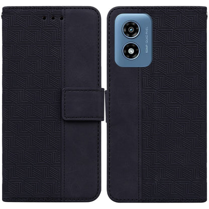 For Motorola Moto G Play 4G 2024 Geometric Embossed Leather Phone Case(Black) - Motorola Cases by buy2fix | Online Shopping UK | buy2fix