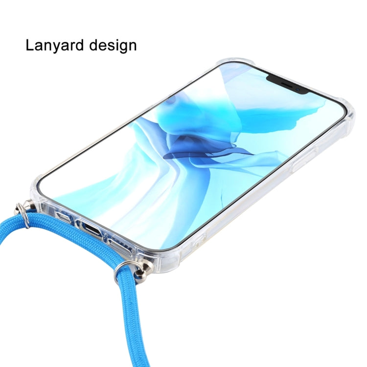 For iPhone 16 Four-Corner Shockproof Transparent TPU Case with Lanyard(Red) - iPhone 16 Cases by buy2fix | Online Shopping UK | buy2fix