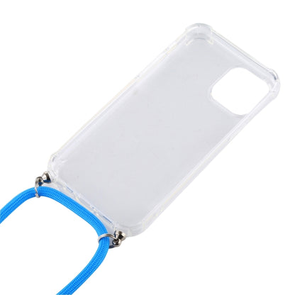 For iPhone 16 Four-Corner Shockproof Transparent TPU Case with Lanyard(Dark Blue) - iPhone 16 Cases by buy2fix | Online Shopping UK | buy2fix