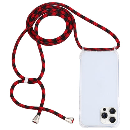 For iPhone 16 Pro Transparent Acrylic Airbag Shockproof Phone Protective Case with Lanyard(Red Black) - iPhone 16 Pro Cases by buy2fix | Online Shopping UK | buy2fix